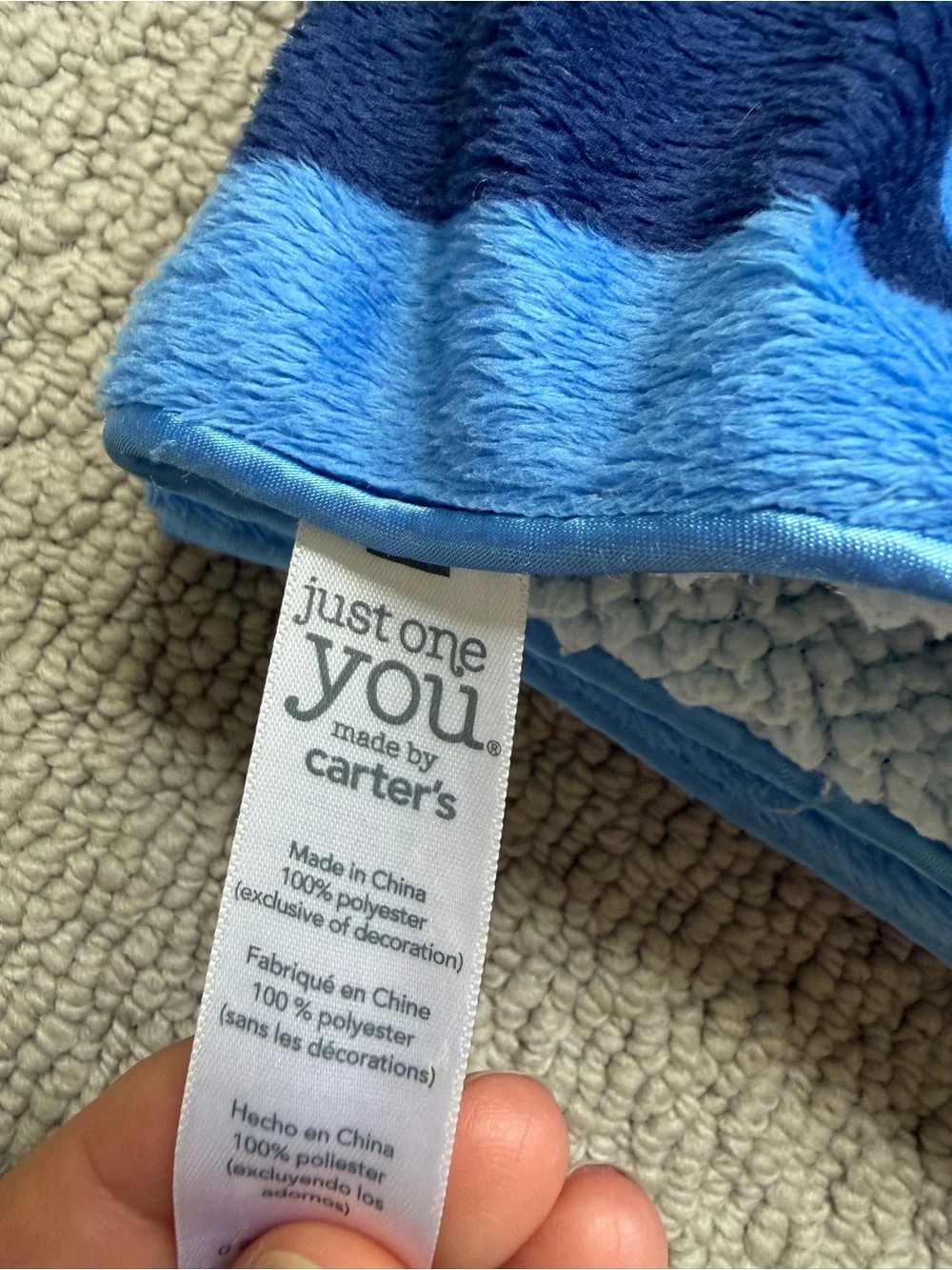 Blue Striped Elephant Plush Baby Blanket -